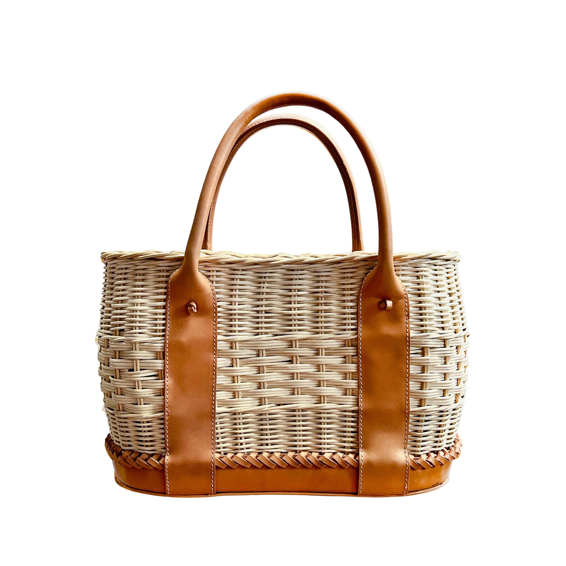 ミュージシャン CDL Hand Stitched Mini Basket Beige ZINKSaddleHand-BasketToteLR.