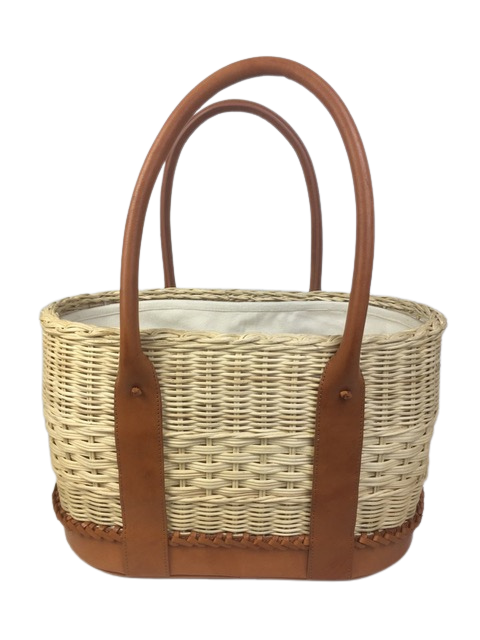 Hand-Basket Tote Saddle Leather Middle Weave Large