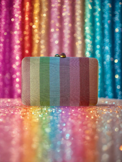 Rainbow Hablon Stripe Clutch