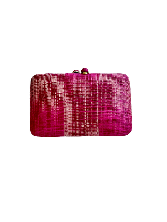 Ikat Pink & Natural Abaca Pinangabol Clutch